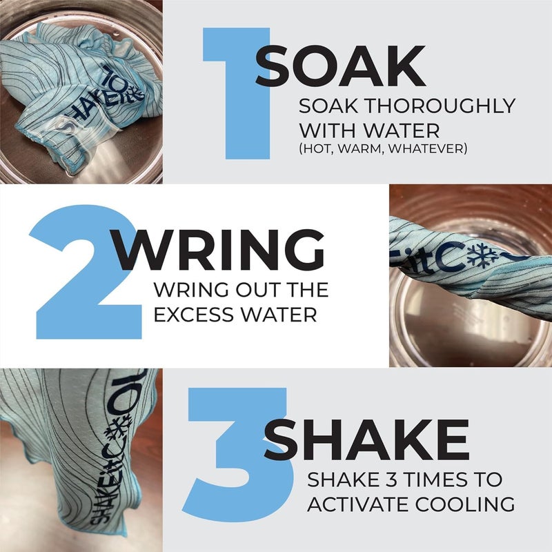 SHAKEitCOOL Original Cooling Towel – Soft, Lightweight, Heat Relief – Perfect for Biking, Running, Yoga, Gym, Gardening – Volleyball - Image 4